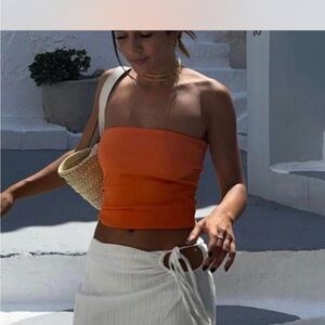 Forever 21 Orange Strapless Crop Top